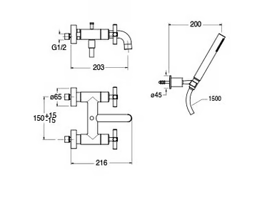 EXCLUSIVE CRIEV181 - Wall-mounted bathtub mixer with hand shower by CRISTINA Rubinetterie - view 3